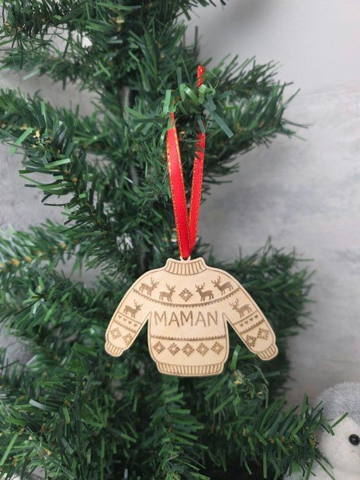 Pull de Noël en bois