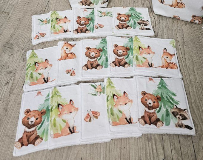 Lingette Lavable - Motif Animaux