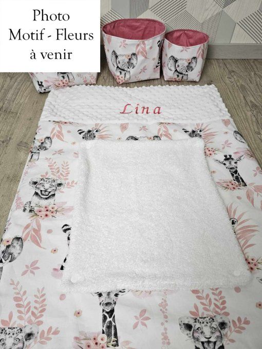 Housse Matelas à langer - Motif Fleurs