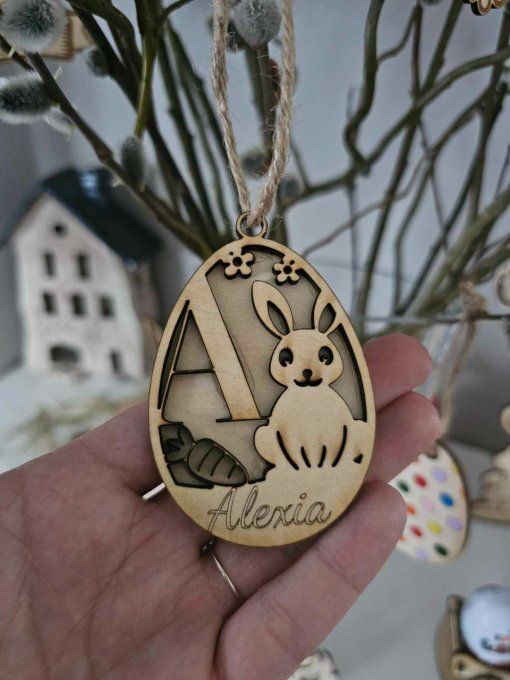 Suspension Oeuf personnalisable lapin carotte