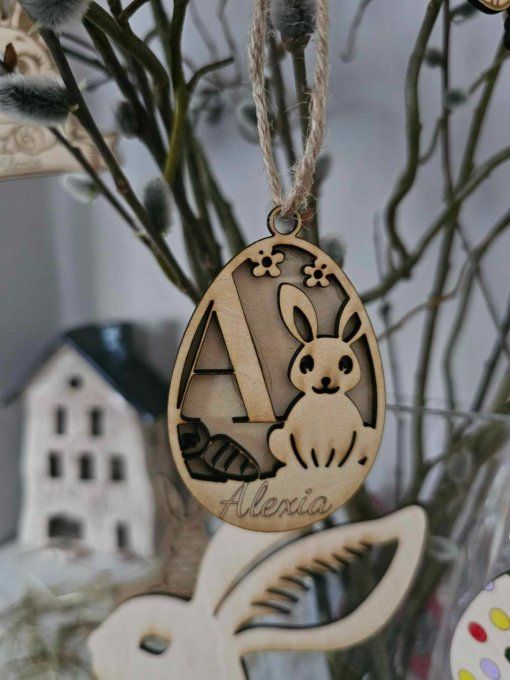 Suspension Oeuf personnalisable lapin carotte