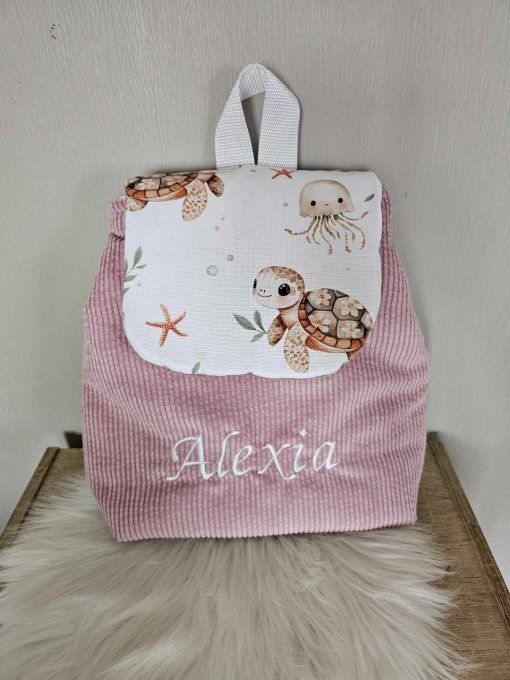 Sac à dos velours - Motif Fleurs 