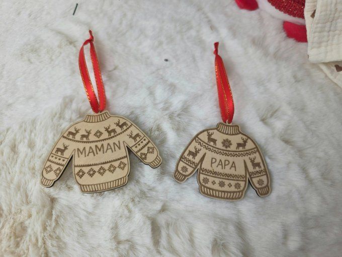 Pull de Noël en bois