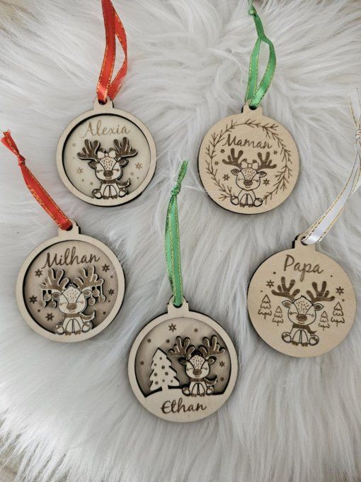 Boule de Noël en bois - Renne