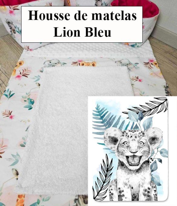 Liste de Naissance Sandrine & Anthony - Housse de matelas à langer - Lion Bleu