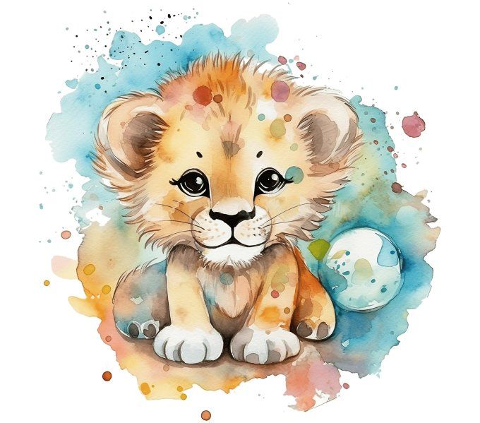 LINGETTE LAVABLE - Lion Bleu - 12 cm