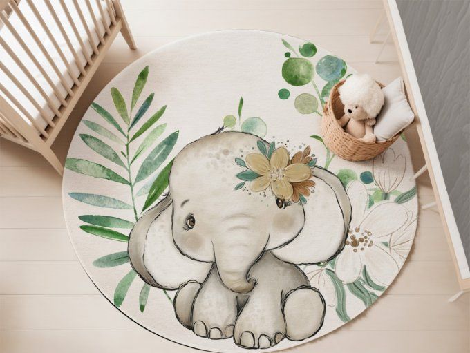 Tapis Rond - Eléphant