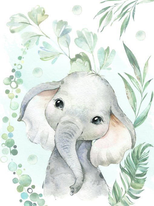 Couverture Tropical Mint Elephant - 75 x 100 cm 