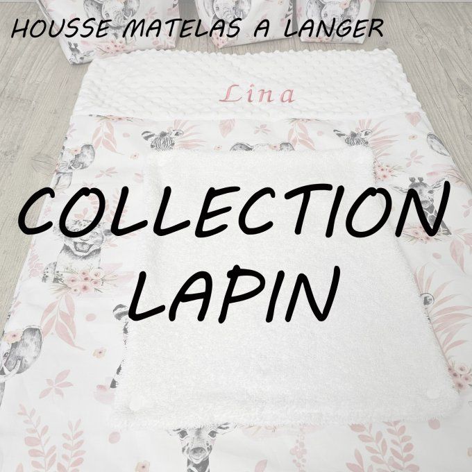 HOUSSE MATELAS A LANGER - COLLECTION LAPIN