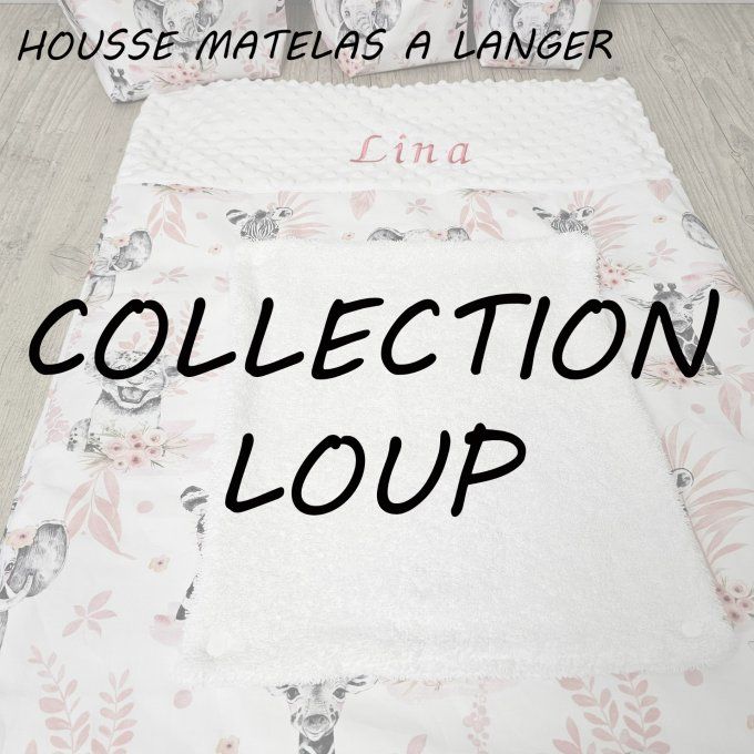 HOUSSE MATELAS A LANGER - COLLECTION LOUP