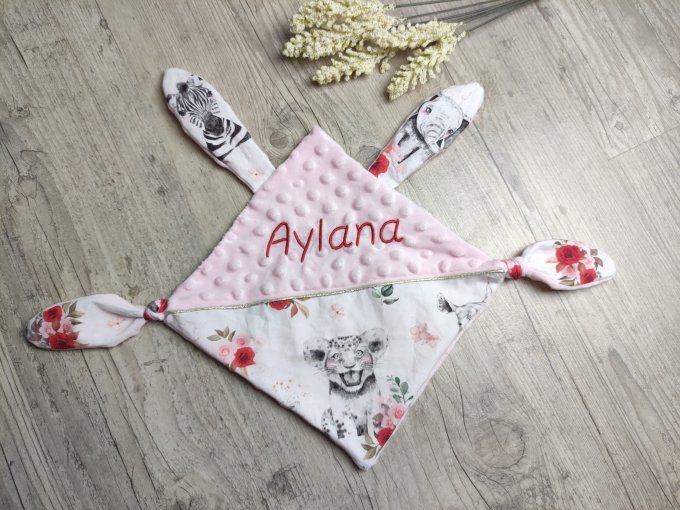 Doudou plat - Motif Animaux