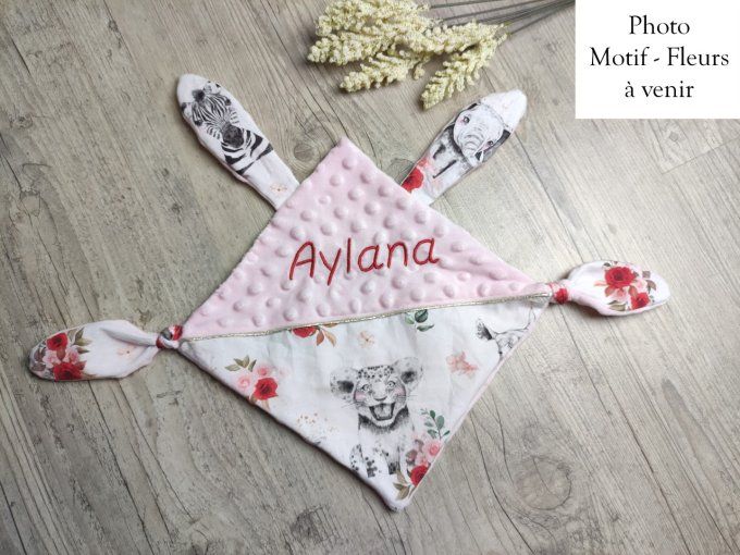 Doudou plat - Motif Fleurs