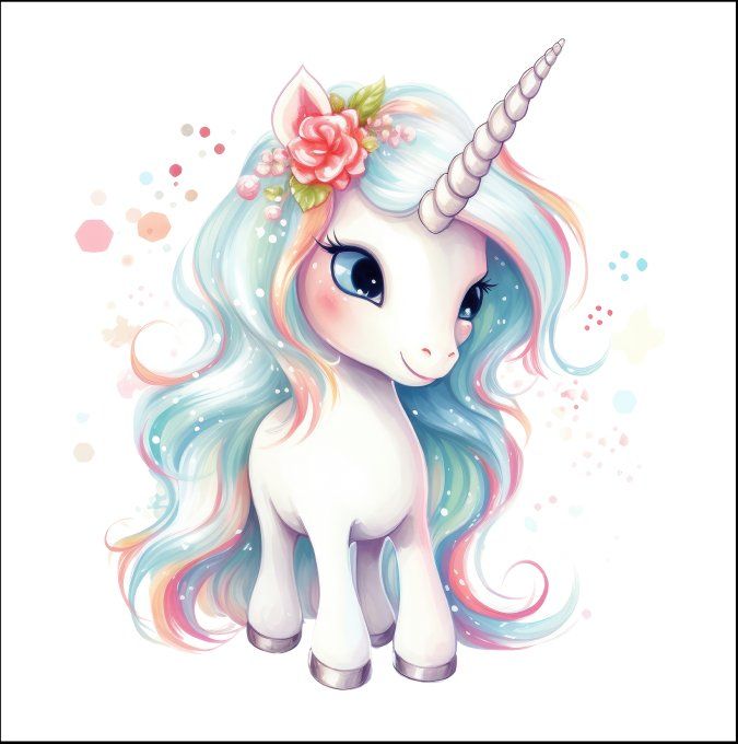 LINGETTE LAVABLE - Licorne 5 - 12 cm 