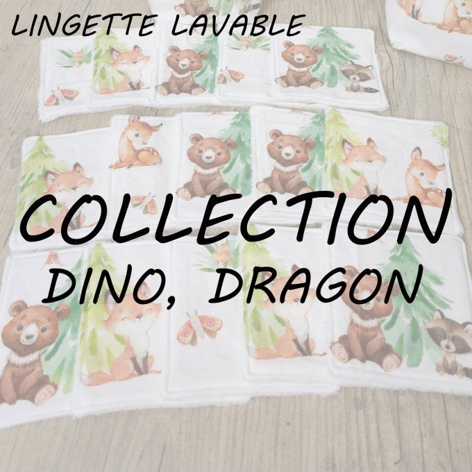 LINGETTE LAVABLE - COLLECTION DINO, DRAGON
