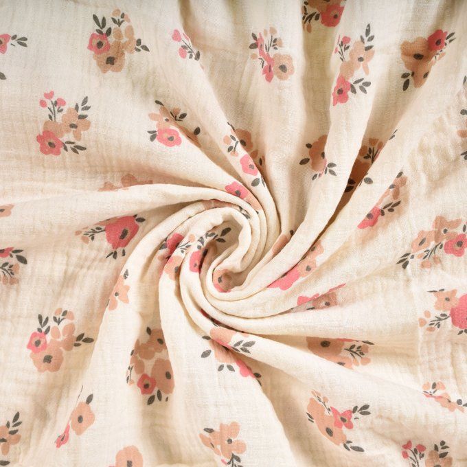 Protège carnet de santé fleurs Mona Gaze de Coton