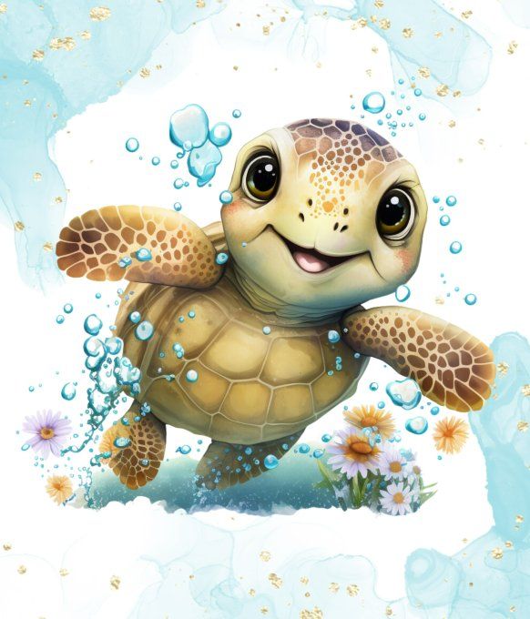 Couverture Tortue 2 - 75 x 100 cm  - Tissus minky lisse
