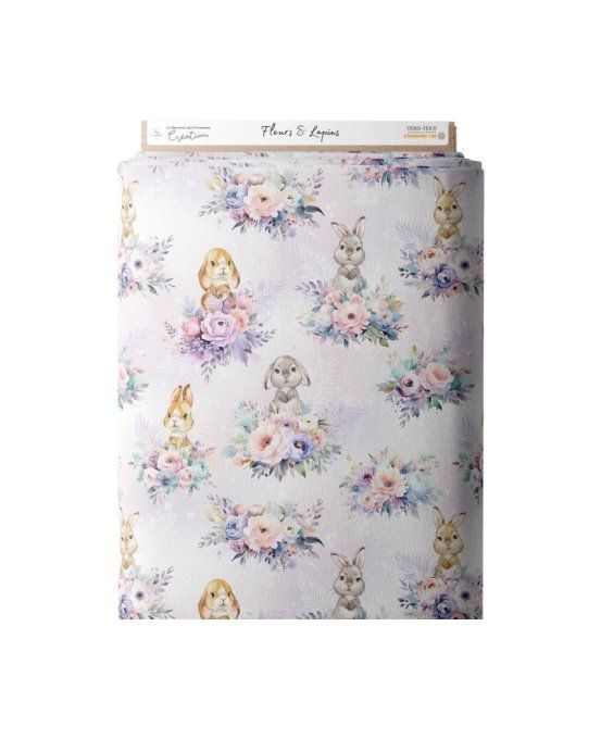Sac à dos - Déstockage - Tissus Lapin Fleurs Violet (MDP)