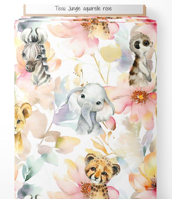 Sac à dos - Déstockage - Tissus Jungle aquarelle rose