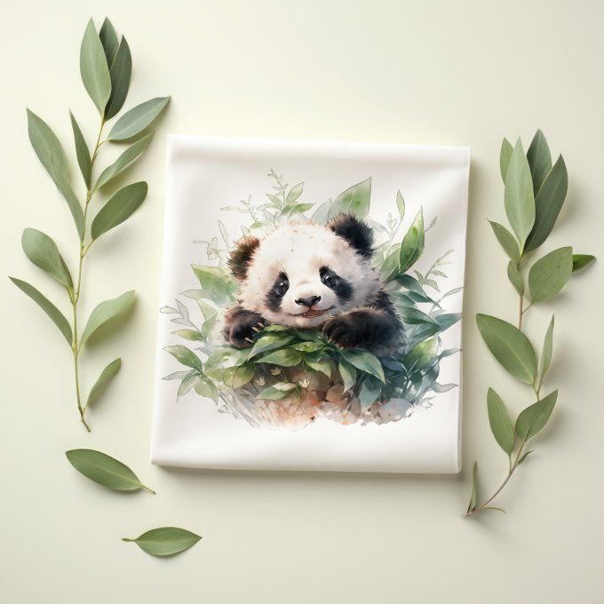 LINGETTE LAVABLE - Panda feuille - 12 cm 